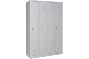 furni24 Garderobenschrank 120 cm x 50 cm x 180 cm grau 4-türig 30 cm Abteilbreite fertig montiert in verschiedenen Ausführungen verfügbar