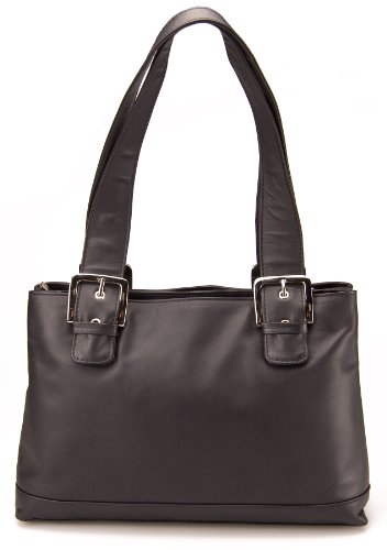 Visconti Leather Shopper Handbag Black VIOLA # 18666
