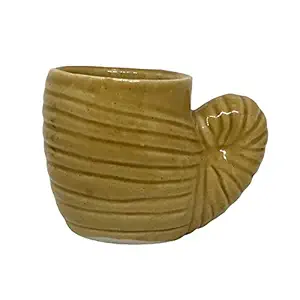 ShopMeFast Shank Shape Handcrafted Ceramic Pots Ceramic Planter for Indoor Plants/Planters,Home Decor,Garden Decor,Office Decor,Decorative Succulent Pot (Color: Beige)(L:9 cm, W:14 cm, H:10 cm)