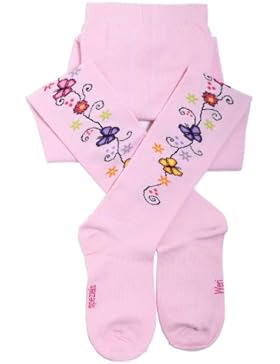Weri Spezials Kinderstrumpfhose, Blumen und Schmetterling Motiv in Rosa