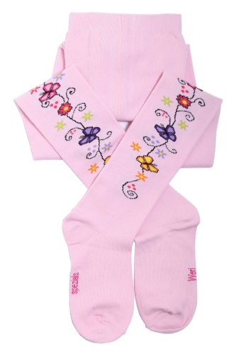 Weri Spezials Baby and Children Tights, Ornaments of Flowers , Pink Size: 3-4 years (98/104)