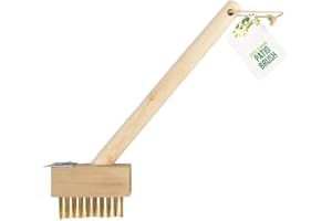 ALLURE HOME STYLE LETS BEGAN YOUR JOURNEY WITH US AHS Long Patio Weed Brush - Garden Patio Cleaner Brush - Wooden Weed Remover Tool - Metal Bristles & Strong Pointed Scraper - Wood Long Handle Moss Cleaner - For Blocked Pavement - 37.5cm x 12cm x 4cm
