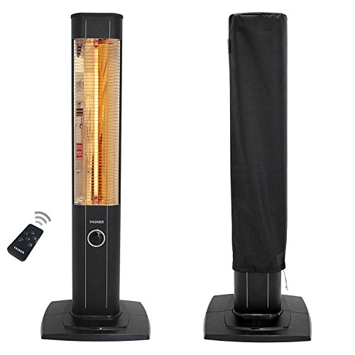 Preisvergleich Produktbild Infrarotstrahler Standheizung Heizstrahler Standgerät StandLine mit Fernbedienung und Abdeckhaube, 2500 Watt - schwarz