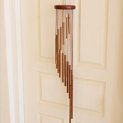 Haliseng Wind Chimes wind bells Bronze chime 4 Tubes 5 Bronze Bells Sounds Crisp for Yard Garden Outdoor Indoor Bedroom (Gold18)