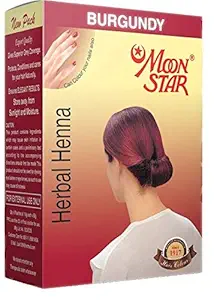 MOON STAR Herbal Henna Hair Color 10grams Sachets in each Box (BURGUNDY , 2 BOX= 12 Sachets)