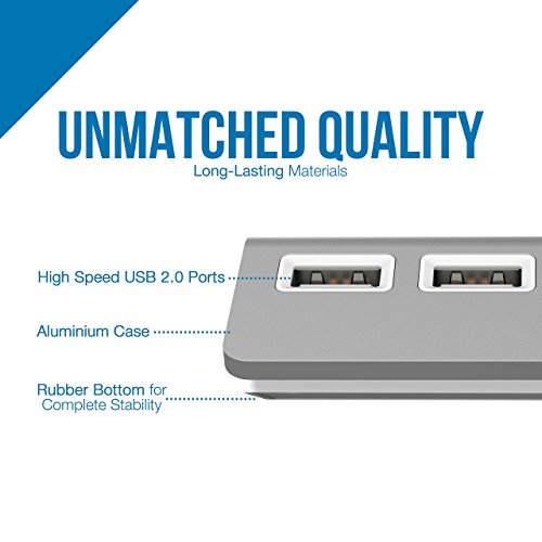Sabrent USB HUB Premium 4-Port USB Hub Aluminium (24cm Kabel) für iMac, MacBook, MacBook Pro, MacBook Air, Mac Mini oder einem beliebigen PC (HB-UMAC) - 4