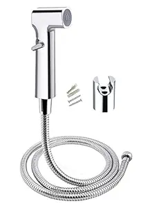 MHS ABS Health Faucet Square Easy to Operate Sliding System,1 M Long SS Flexible Hose, Wall Hook, Screw, Wall Plug