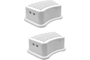 UR CHOICE Sturdy Step Stool for Bathroom - Practical Non-Slip Toilet Step in White for Kids - Multiuse Booster Step - Toddler Potty Training Stool. (WHITE, 2)