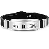 University Trendz BTS Signature Printing Stainless Steel Silicon Wristband Unisex adult Bracelet