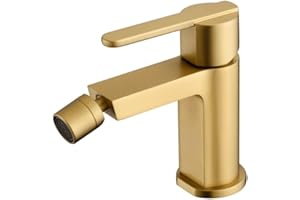 MICE COLLECTION MICE - Grifo monomando de latón para bidé - Griferia WC - Griferia baño de bide - Grifo Higienico para agua Fria/Caliente Oro Cepillado BDR001-2OC