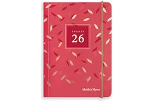 Matilda Myres - Agenda 2026, un giorno per pagina, formato A6, pratico formato A6, pianificazione con stile, chiusura elastica, dettagli oro rosa, agenda per lavoro e casa, rosso