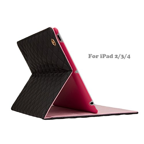 iPad Hülle, iPad 2/3/4 Schutzhülle, für Apple iPad 2, iPad 3, iPad 4 Fashion PU Leder KRONE Design Bling Schutz Smart Ständer Schutzhülle mit Auto Wake/Sleep schwarz schwarz - 5