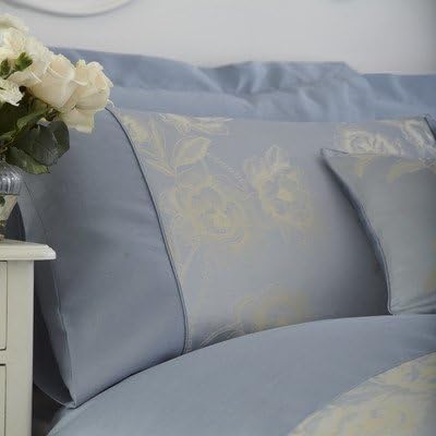 Charlotte Thomas Antonia Faux Silk Jacquard Pair of Housewife Pillowcases Powder, Blue