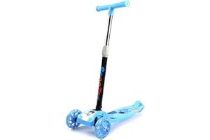 NTEK Kids 3 Wheel Scooter – Adjustable Height Foldable Kick Scooter for Boys & Girls – Lean-to-Steer Toddler Scooter with LED Flashing PU Wheels – Safe & Lightweight Gift for Children