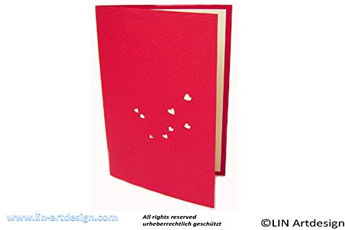 POP UP 3D Karte Liebe Verliebt Valentine zwei Herzen rot (#55) - 3