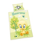 Lieferumfang: 1 Herding Bettwäsche-Set, Looney Tunes, 1 Kopfkissenbezug 40 x 60 cm + 1 Bettdeckenbezug 100 x 135 cm, Farbe: Gelb/Mehrfarbig