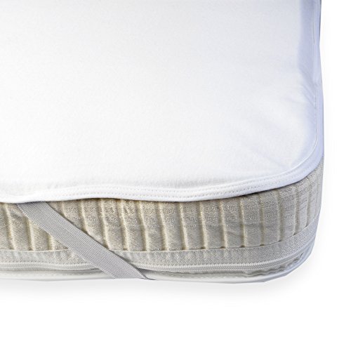 Cot Bed Waterproof Mattress Protector Cover with a High Quality Brushed Cotton Top for Baby and Toddler - 140 x 70 cm - Breathable Flat Sheet with Corner Elastic Straps - Made in Portugal by Proheeder