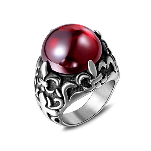 Titane Acier Rouge Bijoux Noir Scout Couple Fleur Bague