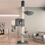 SCHNELLE + EINFACHE MONTAGE: Der Kratzbaum ist leicht aufzubauen und wird durch M10 Schrauben befestigt. Der Aufbau ist durch eine Person möglich. Dieser Kratzbaum sollte nur mit Deckenspanner verwendet werden!