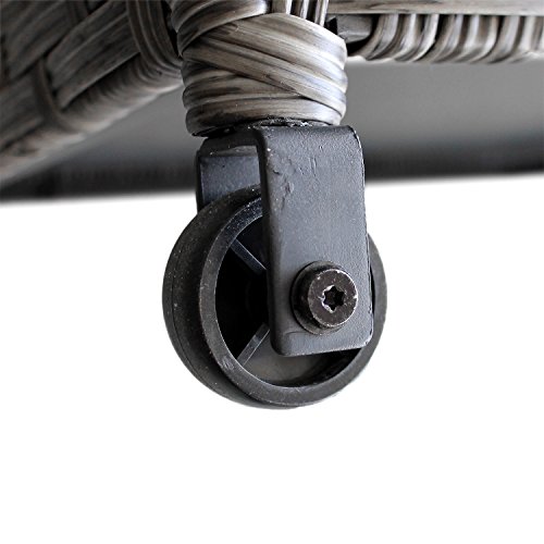 Auflagenbox Kissenbox Gartenbox Gartentruhe Aufbewahrungsbox Aufbewahrungskiste Kissentruhe – mit Hubautomatik, 134x56x65cm, Poly Rattan, Rollbar, Grau - 6