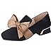 Produktbild ZIYOU Damen Pumps mit Bowknot, Frauen Flache Square Ferse Slip-On Ballerinas/Casual Schuhe Mary Jane Halbschuhe(Schwarz,35 EU)