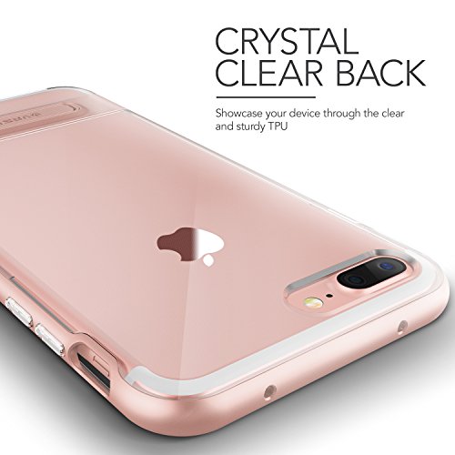 VRS Design Funda iPhone 7 Plus Carcasa Transparente  Oro Rosa  Flexible TPU Protecci  n de Grado Militar Carcasa Choque Absorci  n  Kickstand  Crystal Bumper  para Apple iPhone 7 Plus 2016