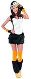 erdbeerloft - Damen Kostüm Karneval Pinguin Plüsch Kleid, S/M, Schwarz