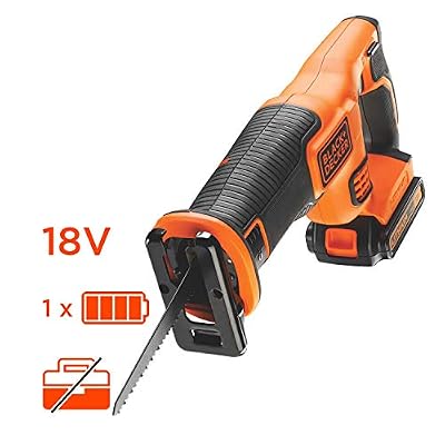 BLACK+DECKER BDCR18-QW Scie sabre sans fil - 18 V - 1,5 Ah - Débattement : 22 mm - Lame de 15 cm - 1 batterie - 1 lame