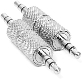 dersoning 2x 3.5 mm Stereo Jack Male to 3.5 mm Male Headphone Audio Adapter Connector (Silver)