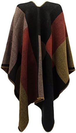 THE AMBER ORCHID WOMENS LADIES CHECKED KNITTED WINTER TARTAN CAPE STYLISHED PONCHO
