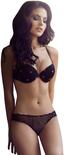 2 Piece Besame High Quality Black Push-up Bra &amp; Thong #SL3435 (32B-M)
