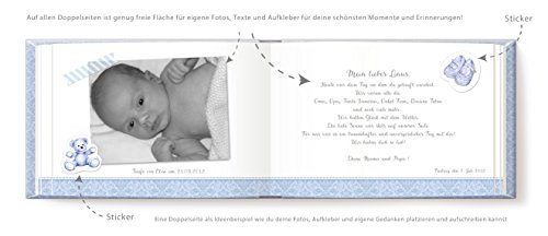 DIN A5 KREATIV DIY Album (Hardcover) “ Meine Taufe – DIE SCHÖNSTEN ERINNERUNGEN “ Nostalgisches Buch mit schöner illustrierter Krone in blau • Kleines Einschreibbuch für deine schönsten Erinnerungen zur Taufe • Viel Platz für eigene Texte, Gedichte, Gedanken, Fotos, Aufkleber usw. • mattes Papier, unliniert, DIN A5 Hardcover, 148,5 x 210 mm • EXTRA: Eine DIY Seite für selbstklebende Aufkleber zum selber ausschneiden und bekleben - 3