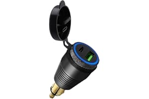 Tagtight Aluminium DIN Plug Waterproof Charger to QC3.0 Motorcycle Dual USB Quick Charger Power Adapter & Type C 30W Power Delivery Adapter Socket for 12V-24V DIN Socket