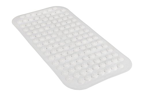 Anti Rutsch Matte für die Badewanne mit Saugnäpfen, Rutschfeste Badewanneneinlage in schöner Optik (M 35cm*71cm, Weiß)