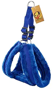 Foodie Puppies Comfortable Fur Body Harness & Leash Set (Blue, Large, 1.25inch)