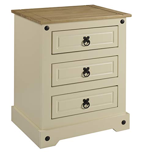 Mercers Furniture Corona Painted 3Drawer Bedside Cream