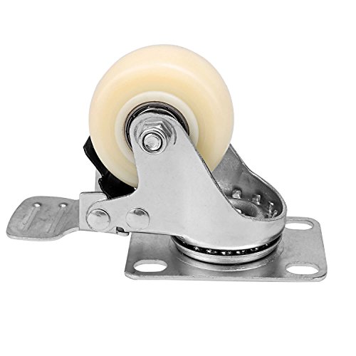 Homdox 4 Stück 50mm 2″ Transportrollen Lenkrollen Strandkorbrollen Schwenkrollen Schwerlastrollen Rollen mit Bremse Tragkraft 400 kg aus Gummi und Stahl - 4