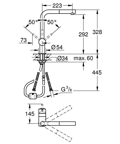 Grohe Minta Küchenarmatur mit herausziehbarem Auslauf, L-Size, 32168000 - 3