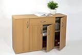 Sideboard Kommode Anrichte Mehrzweckschrank Highboard Schrank Lilly 13 Varianten mit 4 Türen, 1 Schubkasten und 3 Regalböden, 117 cm breit (Buche) - 3