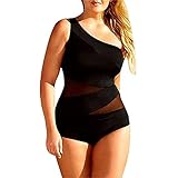 Ropa de baño mujer tallas grandes Push Up Bañador de Una Pieza Ropa de playa Negro