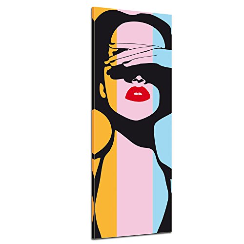 Bilderdepot24 Wall Art - Canvas Picture Panorama "Retro Pop Art Woman" 11.81 inch x 35.43 inch - Gallery wrapped, directly from the manufacturer