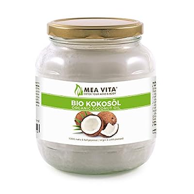 GreatVita Bio Kokosöl, nativ, 1000 ml im Glas zum Kochen Backen Hautpflege Haarpflege