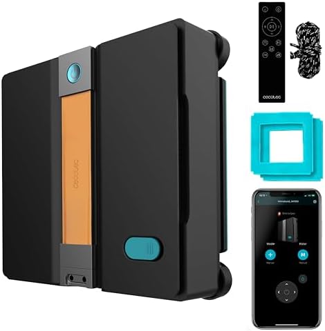 Cecotec Robot Lavavetri Conga Windroid W50 DoubleSpray. Spruzza Pulisce e Asciuga, 6300 Pa, Design Quadrato, 4 Panni e 4 Spray, 5 Modalità, Doppio Sistema di Sicurezza per Vetri Senza Aloni