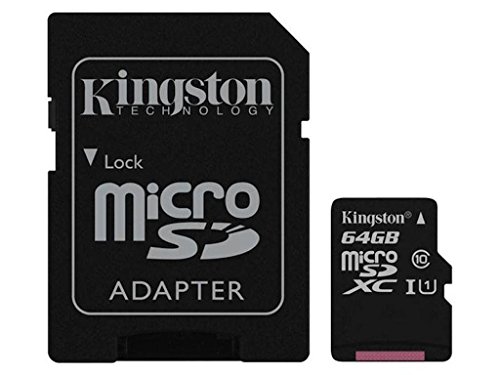 Speicherkarte Kingston 64 GB Micro SDHC Class 10 für LG KP500 Optimus 4X HD G3 G Pro 2 , LG Optimus G2 mini , Nokia 515 301 701 500 700 , Nokia Lumia 730 530 830 735 530 635 630 , Nokia C2-06 C2-03 C2-02 C2-01 , Nokia Lumia 625 720 520 620 820 532 435 , Motorola Moto E Razr I Razr Maxx HD , Motorola Razr HD Razr M und alle Handys mit MicroSD Anschluss