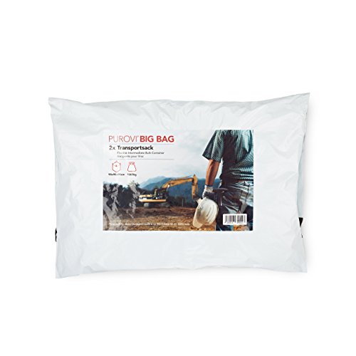 Purovi® 2 x Big Bag Transportsack XXL | Doppelpack Bauschutt und Baustoff Sack 90 x90 x90 cm | Belastbar bis 1500kg mit 4 Schlaufen für Lagerung Transport von Baustoffen und Materialien - 2