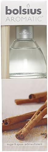 Aromatic "Sugar and Spice" Scented Reed Diffuser, Non Toxic Diffuser oil, Transparent, 7.5 x 25 cm