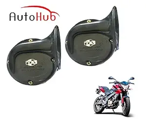 Auto Hub Trumpet Bike Horn for Bajaj Pulsar 200 NS - Set of Two (Black)