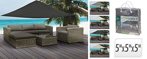 Sonnensegel-dreieckig Sonnenschutz 500x500x500 cm Grau Schwarz Weiß Braun Garten (Braun)