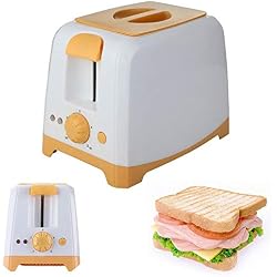 Toaster Grille Pain 2 Tranches 800 (W), Avec Fonction De Chauffage Et De DéCongéLation, Avec Cache PoussièRe, Avec Base AntidéRapante, éVent, Facile à Nettoyer Avec Des Miettes De Pain,Orange