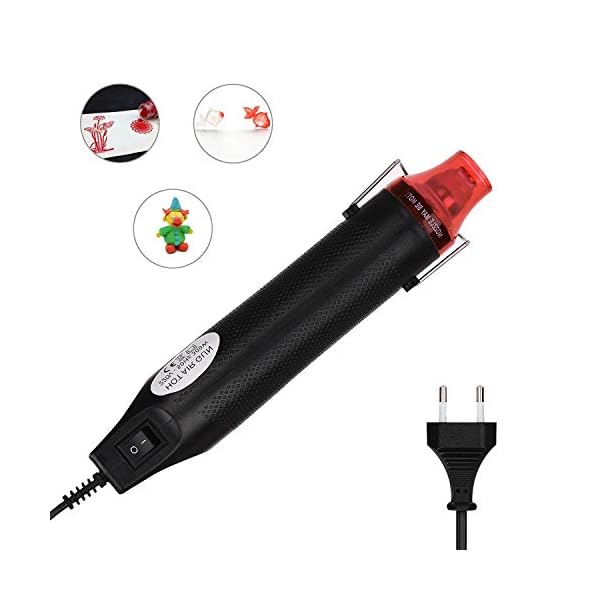 Jajadeal Embossing Heißluftfön Mini Heißluftgebläse 300 Watt 200 - 300 ° C für Professionelle DIY für Trocknen Farbe, Rubber Stamp, Heating Small Clay Works (Schwarz)